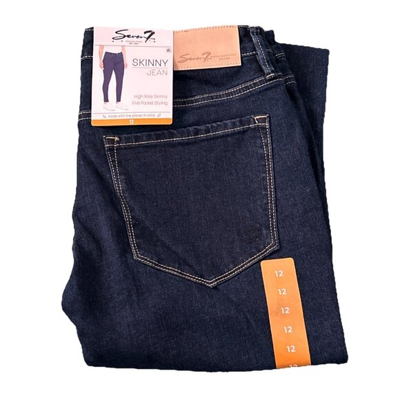 Seven7 Women's 5 Pockets Soft Stretch High Rise Skinny Jean Blu Size 12 MSRP $69 - Picture 1 of 3